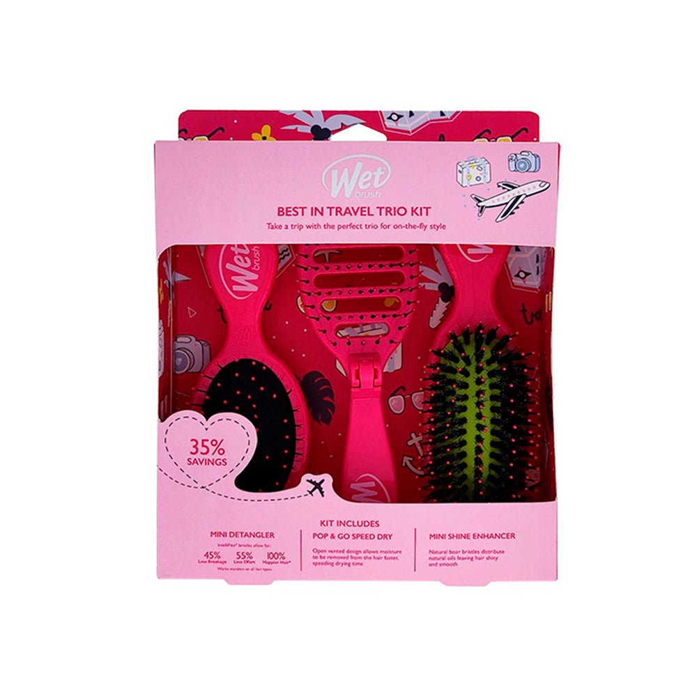 Wetbrush cepillos desenredantes set 3 best in travel trio kit pink - Kosmetica