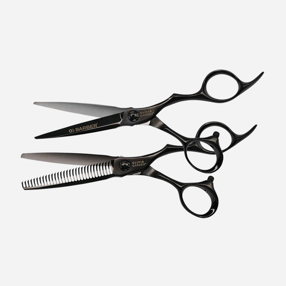 Set de Tijeras Profesionales Olivia Garden OG Barber 5.75" + Entresacadora 6.0"