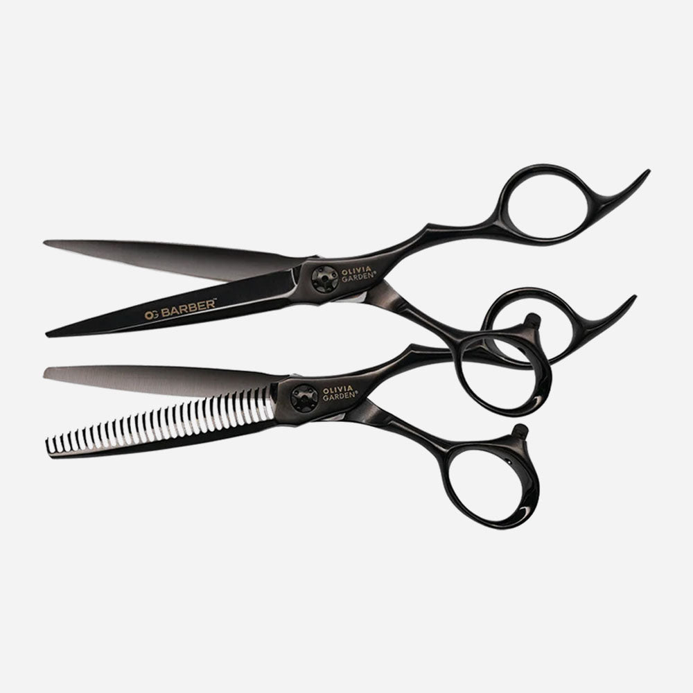Set de Tijeras Profesionales Olivia Garden OG Barber 6.25" + Entresacadora 6.0" 35 dientes