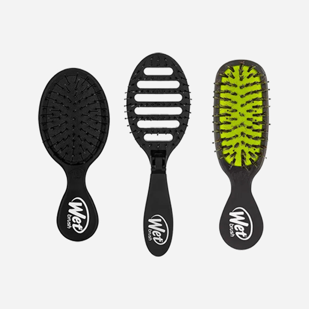 Cepillos Wet Brush desenredante set 3 best in travel trio kit black