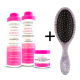 Kerabrasil Pack Planchado Perfecto Shampoo + Condicionador 1 Litro + Tratamiento 500g Gratis 1 Cepillo desenredante Wetbrush